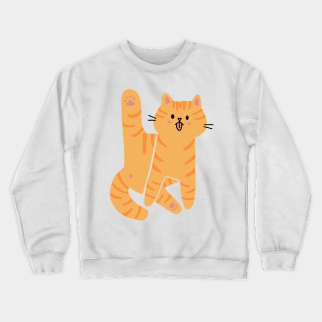 Orange Cat Licking Butt Crewneck Sweatshirt by waddleworks